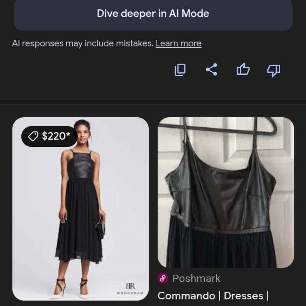 Banana Republic Black Leather and Chiffon Midi Dress.Pit To Pit 17". - Picture 4 of 8